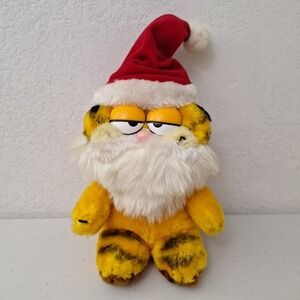 VTG 1981 DAKIN 9" Garfield The Cat Christmas Santa Claus Plush Stuffed Toy
